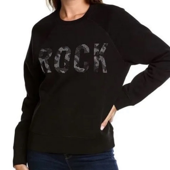 Zadig & Voltaire | Black Upper Camo Rock Strass Jeweled Sweatshirt Size Small - Picture 1 of 8